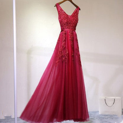 Formal bridesmaid bridal long lace dress