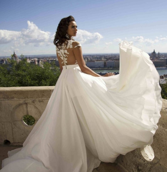Bohemian chiffon elegant wedding dress