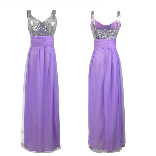 Bridesmaid formal purple Long Dress