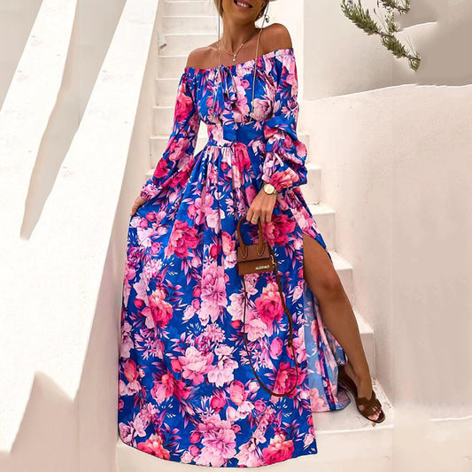 Boho bright multicolor long sleeve colorful summer Dress