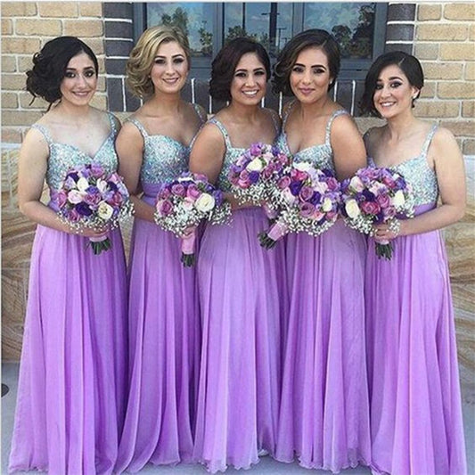 Bridesmaid formal purple Long Dress