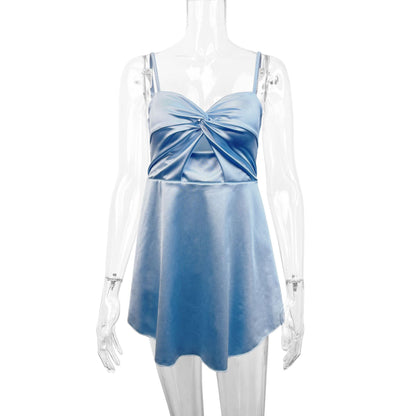Womens Stylish Cinched-waist Deep-V-neck Dress